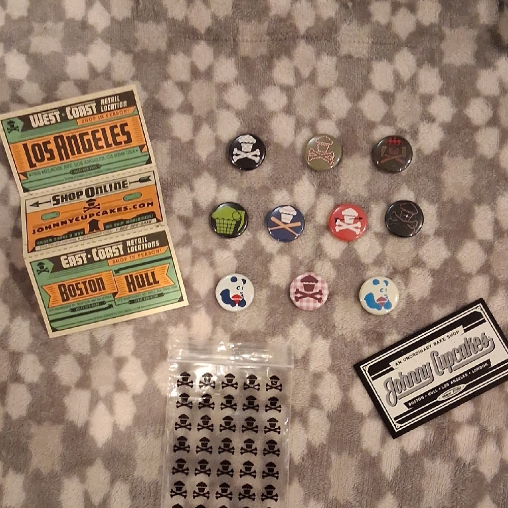 Johnny Cupcakes Skull Button Set - 10 Pack Asst'd Rarer Pins